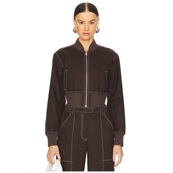 Simkhai Lorenzo Bomber Jacket in Anise Brown L